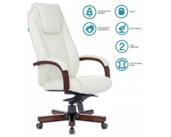 Кресло руководителя Бюрократ T-9923WALNUT слоновая кость кожа крестовина металл/дерево-foto5