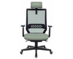 Кресло руководителя Бюрократ EXPERT черный TW-01 сиденье зеленый 38-407 сетка/ткань с подголов. крестовина пластик-foto2