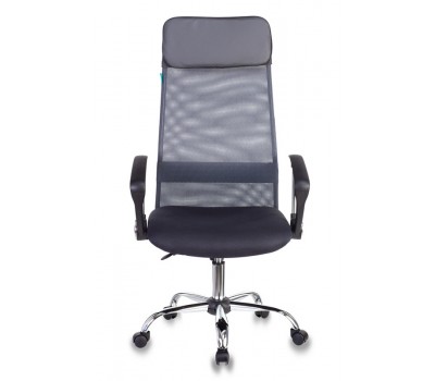 Кресло руководителя Бюрократ KB-6N темно-серый TW-04 TW-12 сетка/ткань с подголов. крестовина металл хром