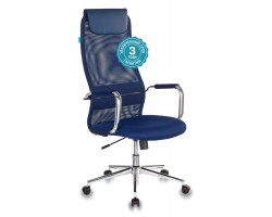 Кресло руководителя Бюрократ KB-9N синий TW-05N TW-10N сетка/ткань с подголов. крестовина металл хром-foto5