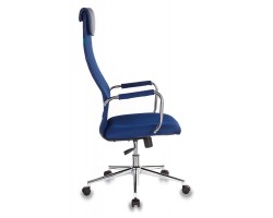 Кресло руководителя Бюрократ KB-9N синий TW-05N TW-10N сетка/ткань с подголов. крестовина металл хром-foto3