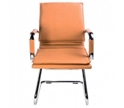 Кресло Бюрократ Ch-993-Low-V светло-коричневый эко.кожа низк.спин. полозья металл хром