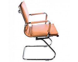 Кресло Бюрократ Ch-993-Low-V светло-коричневый эко.кожа низк.спин. полозья металл хром-foto3