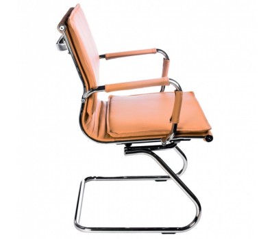 Кресло Бюрократ Ch-993-Low-V светло-коричневый эко.кожа низк.спин. полозья металл хром