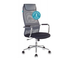 Кресло руководителя Бюрократ KB-9N темно-серый TW-04 TW-12 сетка/ткань с подголов. крестовина металл хром-foto5