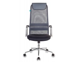 Кресло руководителя Бюрократ KB-9N темно-серый TW-04 TW-12 сетка/ткань с подголов. крестовина металл хром-foto2