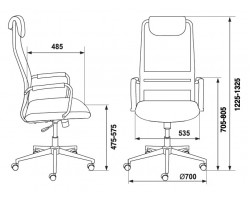 Кресло руководителя Бюрократ KB-9N темно-серый TW-04 TW-12 сетка/ткань с подголов. крестовина металл хром-foto7
