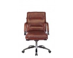 Кресло руководителя Бюрократ T-9927SL-LOW светло-коричневый Leather Eichel кожа низк.спин. крестовина металл хром-foto2