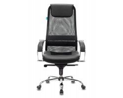 Кресло руководителя Бюрократ CH-609SL черный TW-01 TW-11 эко.кожа/сетка с подголов. крестовина металл хром-foto2