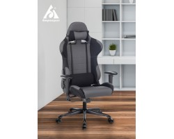 Кресло игровое Zombie 771N серый/черный с подголов. крестовина металл черный-foto16