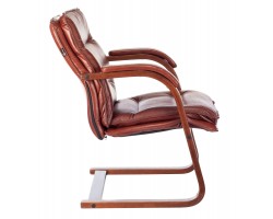 Кресло Бюрократ T-9927WALNUT-AV светло-коричневый Leather Eichel кожа полозья дерево-foto3