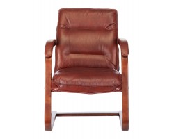 Кресло Бюрократ T-9927WALNUT-AV светло-коричневый Leather Eichel кожа полозья дерево-foto2