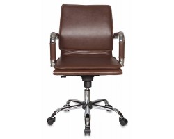Кресло руководителя Бюрократ Ch-993-Low коричневый эко.кожа низк.спин. крестовина металл хром-foto2