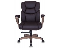 Кресло руководителя Бюрократ T-9999 коричневый рец.кожа/кожзам крестовина металл/пластик пластик золото-foto2
