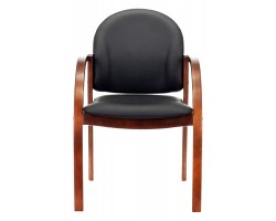 Стул Бюрократ ДЖУНО черный эко.кожа на ножках дерево-foto2