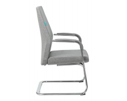 Кресло Бюрократ _JONS-LOW-V серый низк.спин. полозья металл хром-foto3