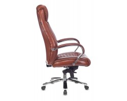 Кресло руководителя Бюрократ T-9924SL светло-коричневый Leather Eichel кожа крестовина металл хром-foto3