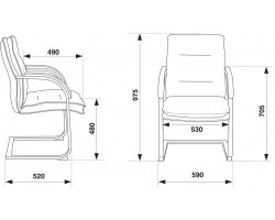 Кресло Бюрократ T-9927SL-LOW-V черный кожа низк.спин. полозья металл хром-foto6