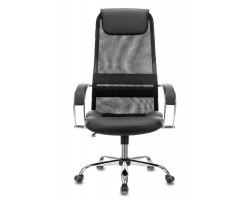 Кресло руководителя Бюрократ CH-608SL черный TW-01 TW-11 эко.кожа/сетка с подголов. крестовина металл хром-foto2