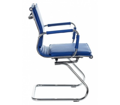 Кресло Бюрократ CH-993-Low-V синий эко.кожа низк.спин. полозья металл хром