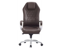 Кресло руководителя Бюрократ _Aura коричневый кожа крестовина алюминий-foto2