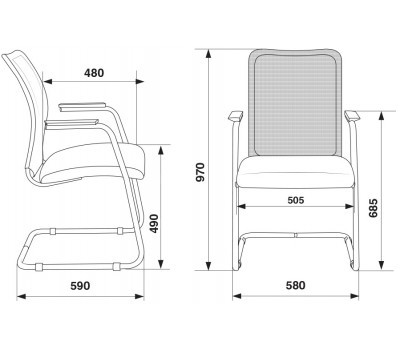 Кресло Бюрократ CH-599AV черный TW-01 сиденье черный TW-11 сетка/ткань полозья металл металлик