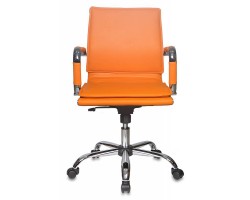 Кресло руководителя Бюрократ CH-993-Low оранжевый эко.кожа низк.спин. крестовина металл хром-foto2