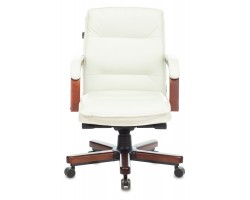Кресло руководителя Бюрократ T-9927WALNUT-LOW слоновая кость кожа низк.спин. крестовина металл/дерево-foto2