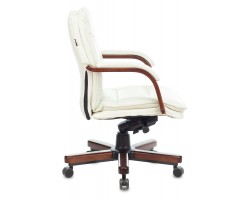 Кресло руководителя Бюрократ T-9927WALNUT-LOW слоновая кость кожа низк.спин. крестовина металл/дерево-foto3