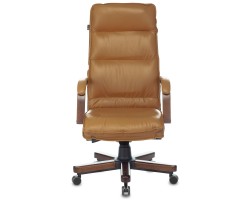 Кресло руководителя Бюрократ T-9927WALNUT горчичный кожа крестовина металл/дерево-foto2