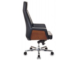 Кресло руководителя Бюрократ _Antonio черный кожа крестовина алюминий-foto3