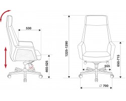 Кресло руководителя Бюрократ _Antonio черный кожа крестовина алюминий-foto5