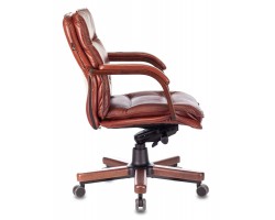 Кресло руководителя Бюрократ T-9927WALNUT-LOW светло-коричневый Leather Eichel кожа низк.спин. крестовина металл/дерево-foto3