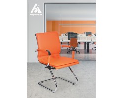 Кресло Бюрократ CH-993-Low-V оранжевый эко.кожа низк.спин. полозья металл хром-foto5