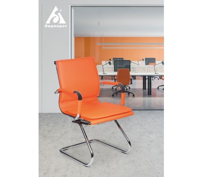 Кресло Бюрократ CH-993-Low-V оранжевый эко.кожа низк.спин. полозья металл хром
