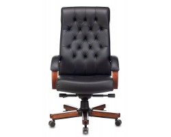 Кресло руководителя Бюрократ T-9928WALNUT черный кожа крестовина металл/дерево-foto2