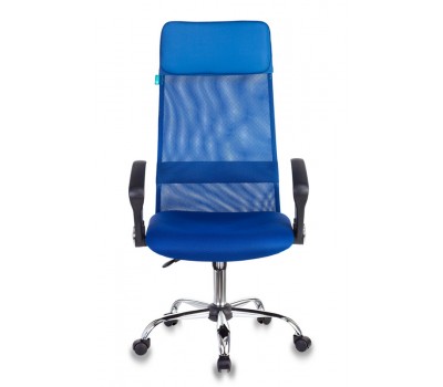 Кресло руководителя Бюрократ KB-6N синий TW-05 TW-10 сетка/ткань с подголов. крестовина металл хром