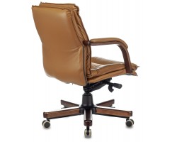 Кресло руководителя Бюрократ T-9927WALNUT-LOW горчичный кожа низк.спин. крестовина металл/дерево-foto4