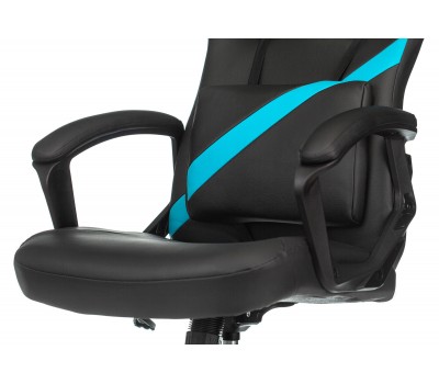 Кресло игровое Zombie DRIVER черный/голубой эко.кожа с подголов. крестовина пластик