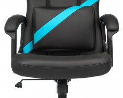 Кресло игровое Zombie DRIVER черный/голубой эко.кожа с подголов. крестовина пластик-foto5