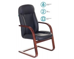 Кресло Бюрократ T-9923WALNUT-AV черный кожа полозья дерево-foto5