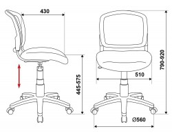 Кресло детское Бюрократ CH-W296NX белый TW-15 сиденье бирюзовый 15-175 сетка/ткань крестовина пластик пластик белый-foto5