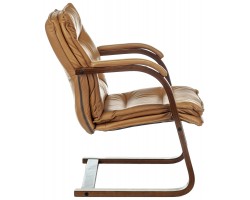 Кресло Бюрократ T-9927WALNUT-AV горчичный кожа полозья дерево-foto3