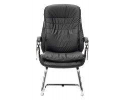Кресло Бюрократ T-9950AV черный кожа/кожзам полозья металл хром-foto2