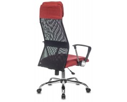 Кресло руководителя Бюрократ KB-6N черный TW-01 сиденье красный 38-410 сетка/ткань с подголов. крестовина металл хром-foto4